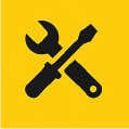 picto outils jaune et noir picto outils jaune et noir